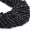 Black Spinel Rondelle Beads, 12.5 Inch Gemstone Strands, Drilled Strung Nugget Beads, Faceted Round, 3-4mm, GemMartUSA (RLBS-70002)